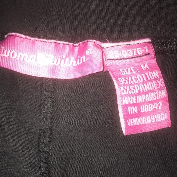 WOMAN WITHIN stretch cotton side stripe boot cut pants black magenta size M - Picture 6 of 11